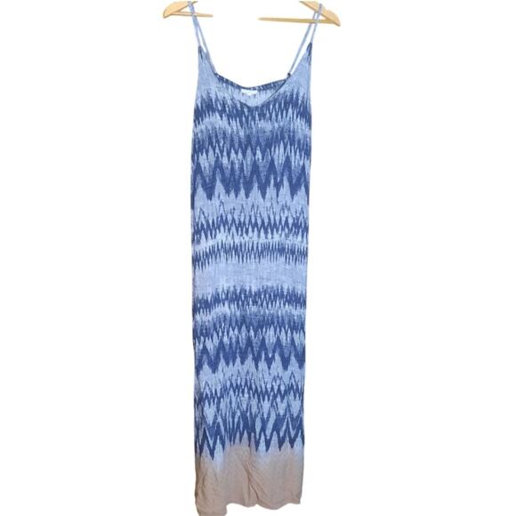 Mystree Womens Blue Zig Zag Print Spaghetti Strap Side Slits Maxi Dress Size L - Picture 5 of 5